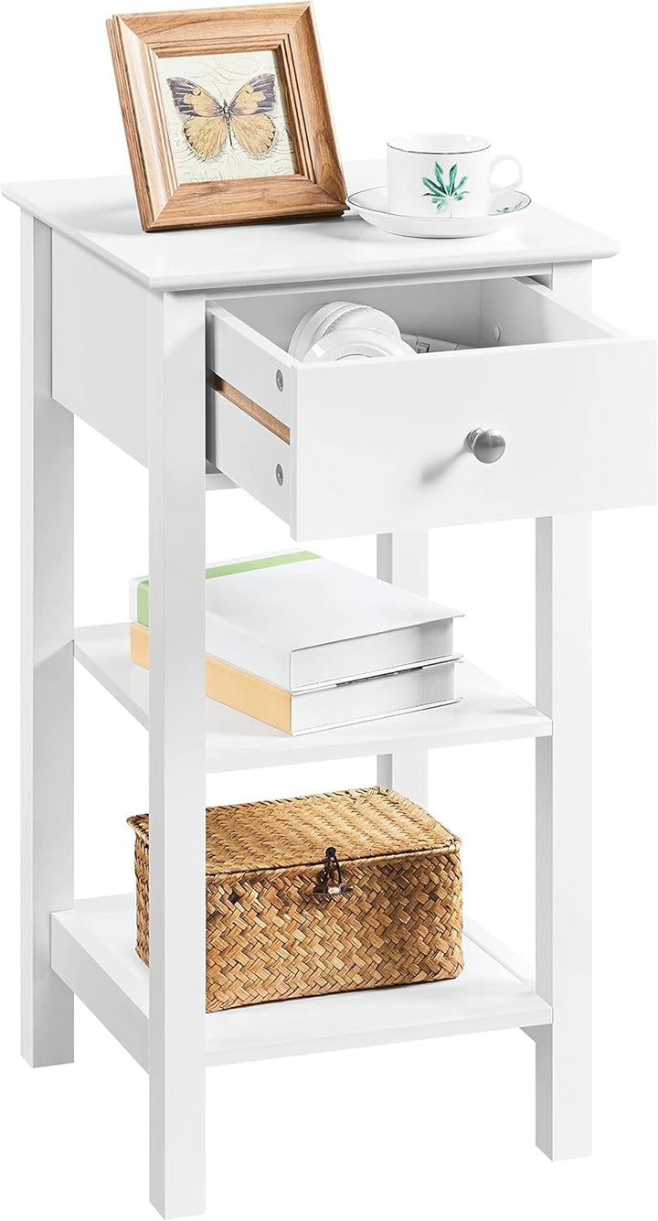 Yaheetech 2er Set Nachttisch weiss, Nachtschrank mit Schublade & 2 Abalgen, Moderne Nachtkommode für