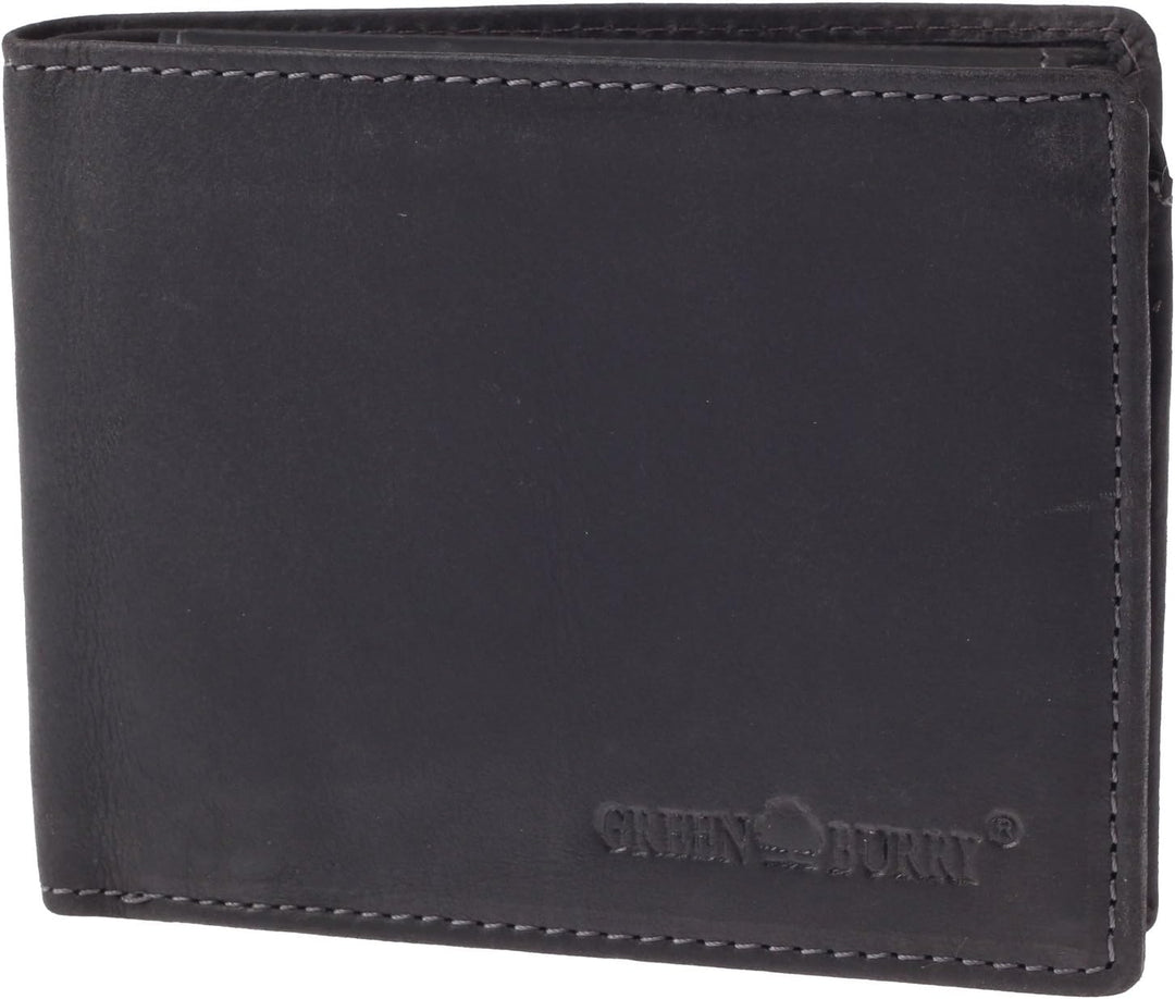Greenburry Vintage RFID Geldbeutel Leder Herren Geldbörse schwarz
