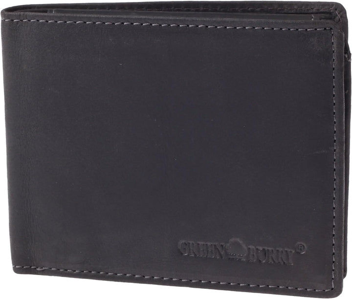 Greenburry Vintage RFID Geldbeutel Leder Herren Geldbörse schwarz