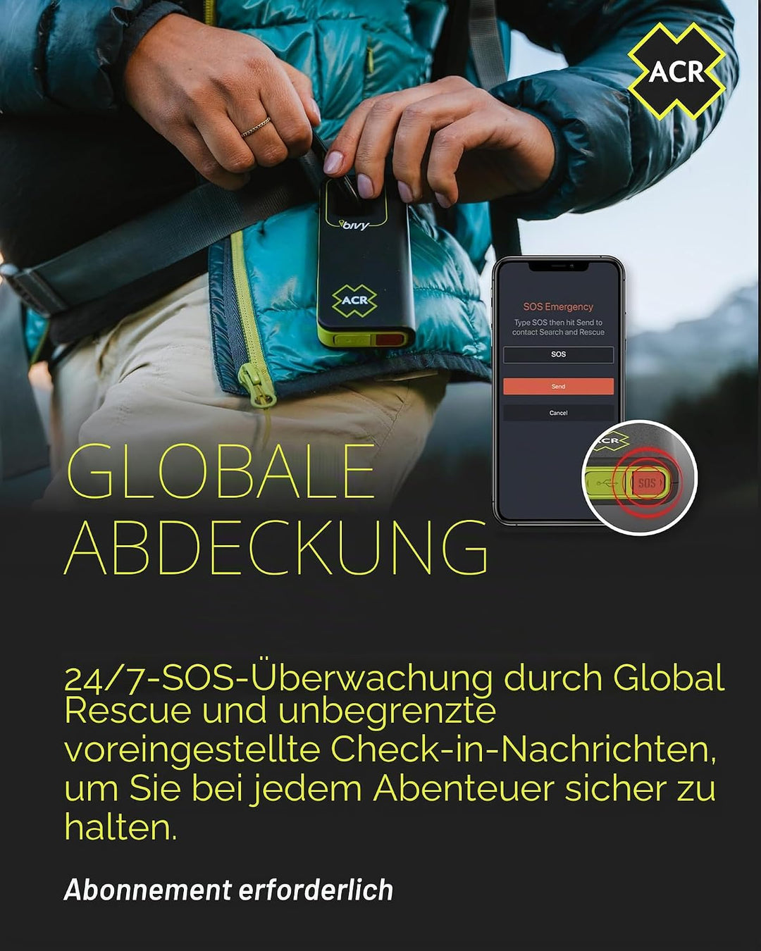 ACR Bivy Stick Satellite Communicator - Zwei-Wege-Text-Nachrichten, GPS-Tracking, Karten und Navigat
