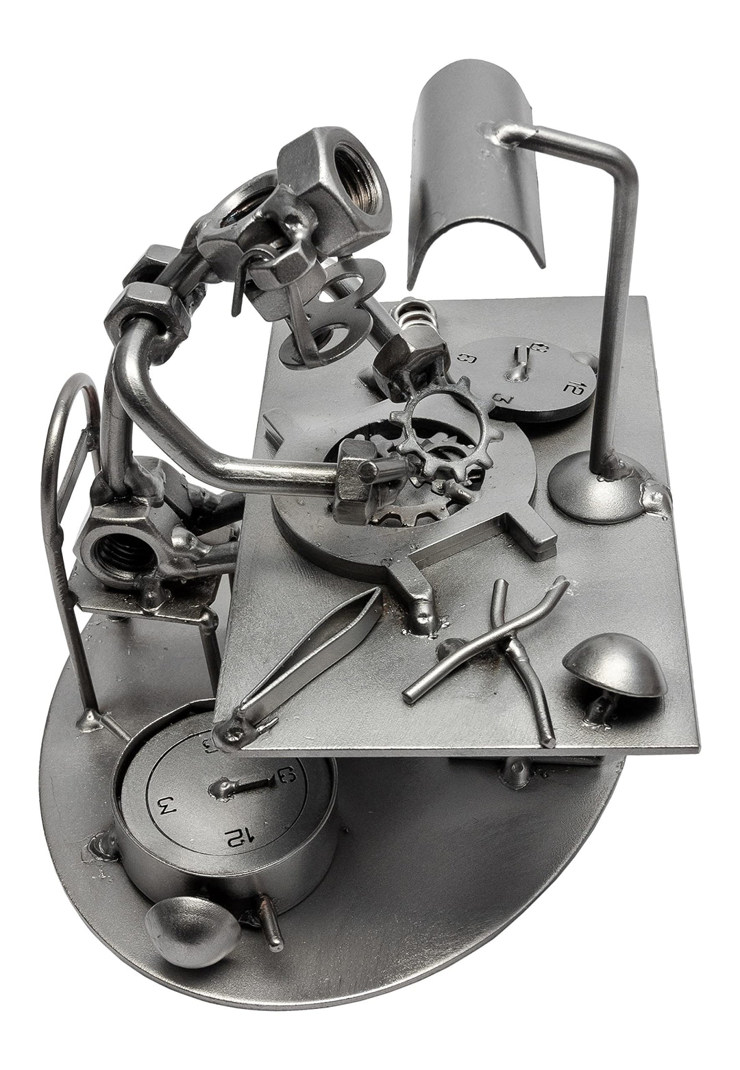 STEEMO Schraubenmännchen Uhrmacher Uhren Geschenk Metall-Deko 16x12x13 cm