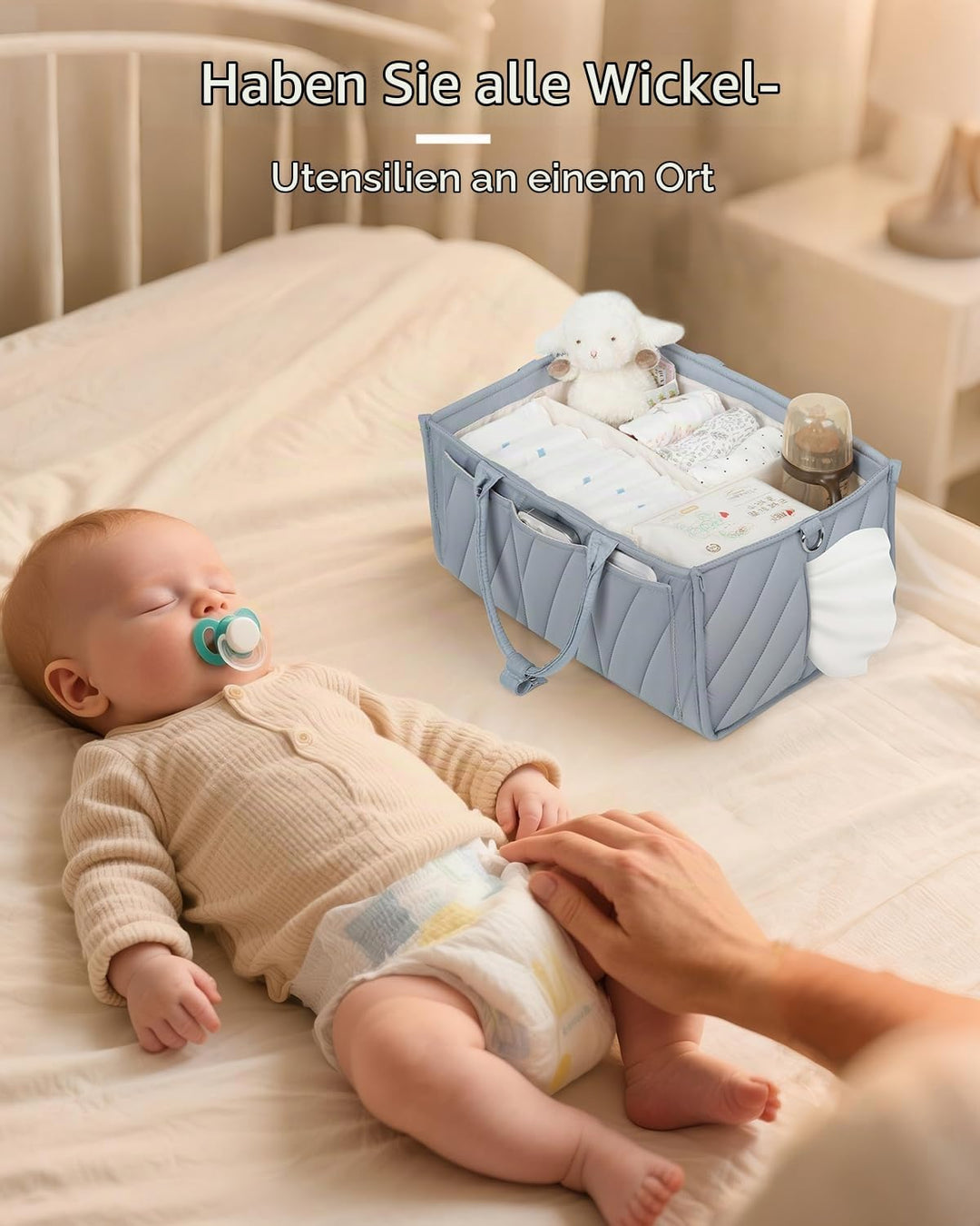 Baby Windel Caddy Organizer tragbare multifunktionale Aufbewahrung mit Papiertasche Schultergurt und