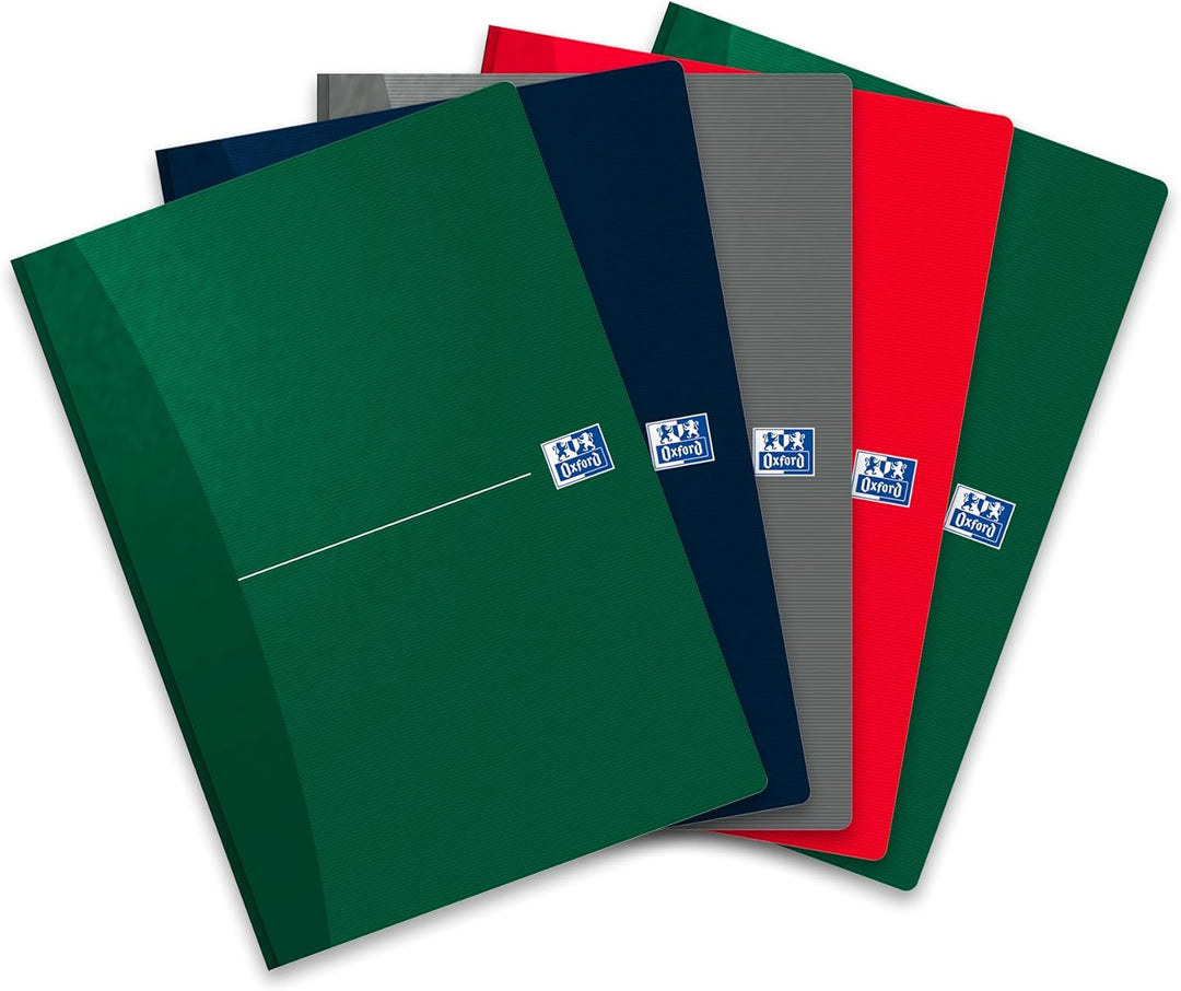 Oxford broschiertes Buch A4, kariert, 192 Seiten, 4 Farben, 5 Stück A4, liniert Broschiertes Buch, A