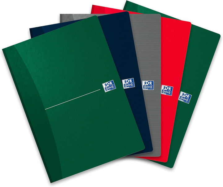 Oxford broschiertes Buch A4, kariert, 192 Seiten, 4 Farben, 5 Stück A4, liniert Broschiertes Buch, A