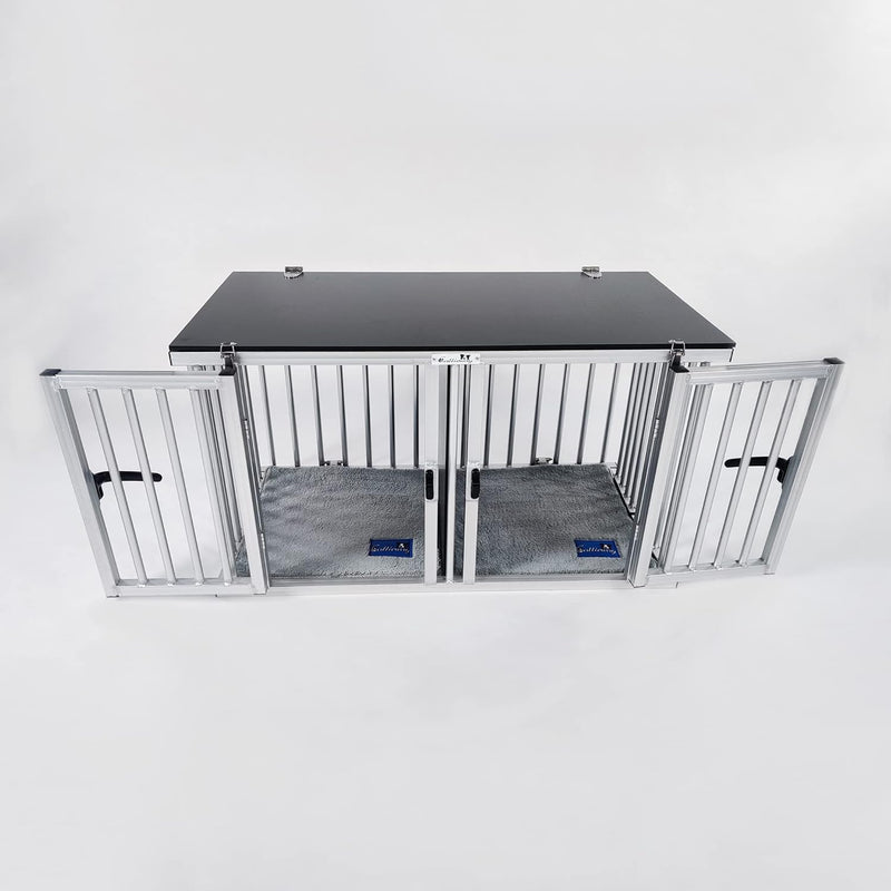 Callieway Faltbare/Klappbare ALU DOGBOX/Hundebox/Transportkäfig klappbar (Twinbox S), Twinbox S