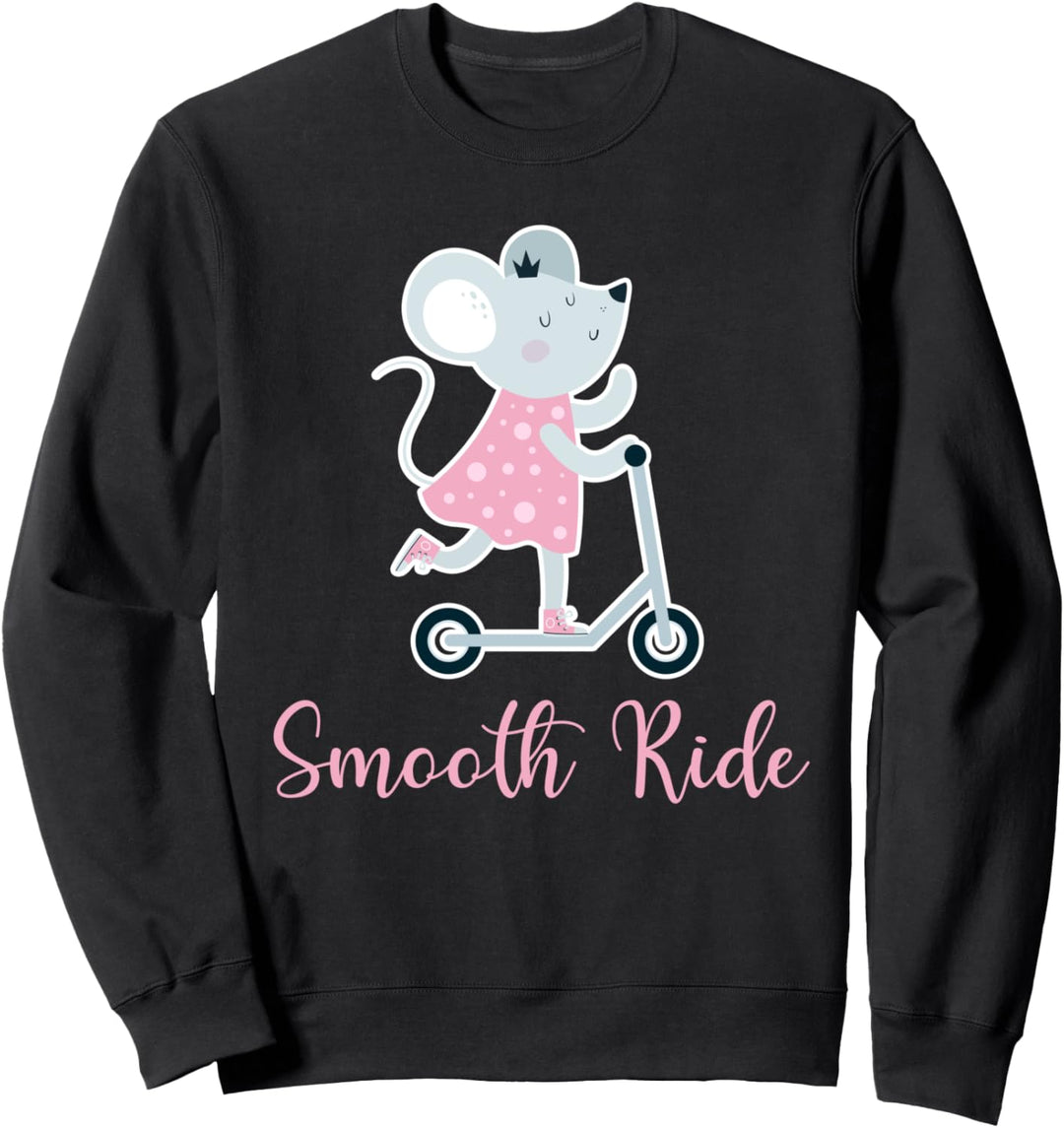 Süsse Kleine Maus Fährt Scooter Prinzessin Mäuschen Freizeit Sweatshirt