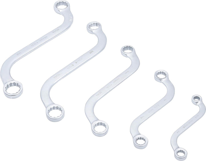 BGS 32150 | S-Form Doppel-Ringschlüssel-Satz | Zollgrössen | SW 3/8" - 3/4" | 5-tlg., Zollgrössen |