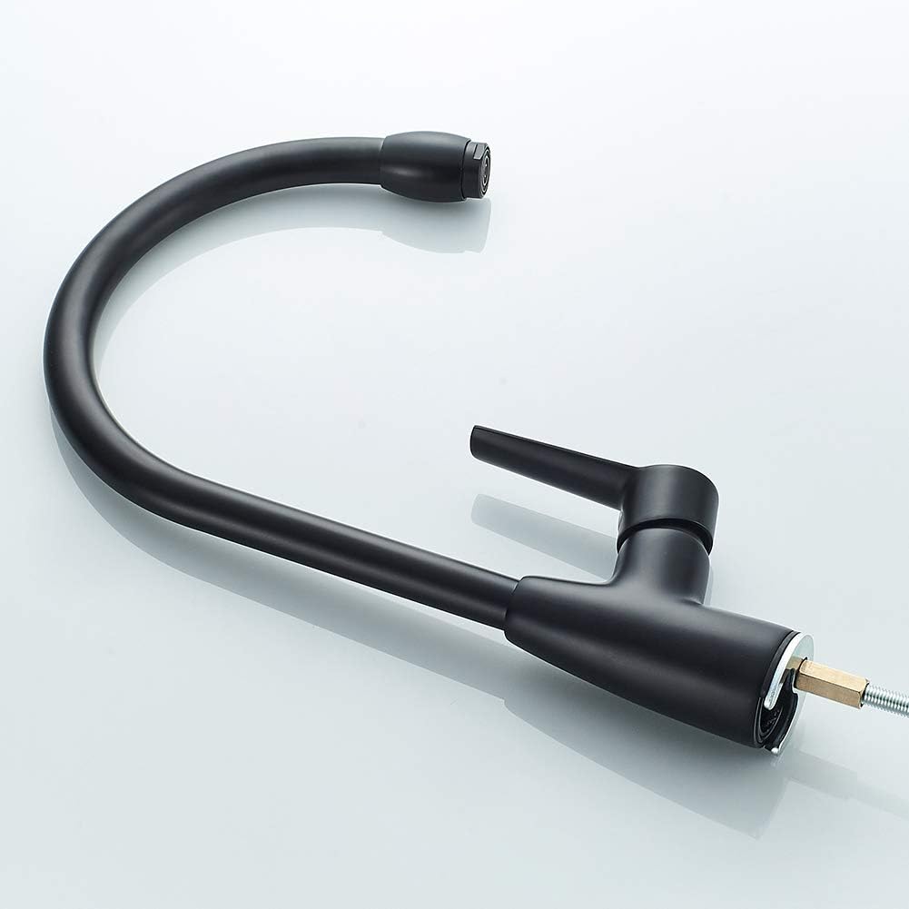Ibergrif Arial, Hoch Küchenarmatur, Spültischbatterie mit Schwenkbarer Auslauf Schwarz, Schwarz