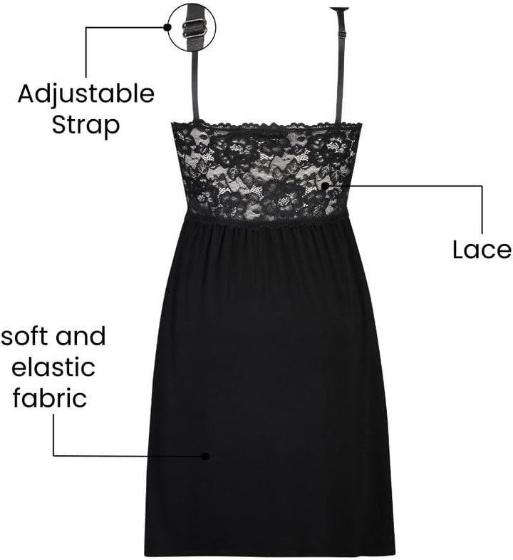 Hunkemöller Slipdress Nora Lace XS Schwarz, XS Schwarz
