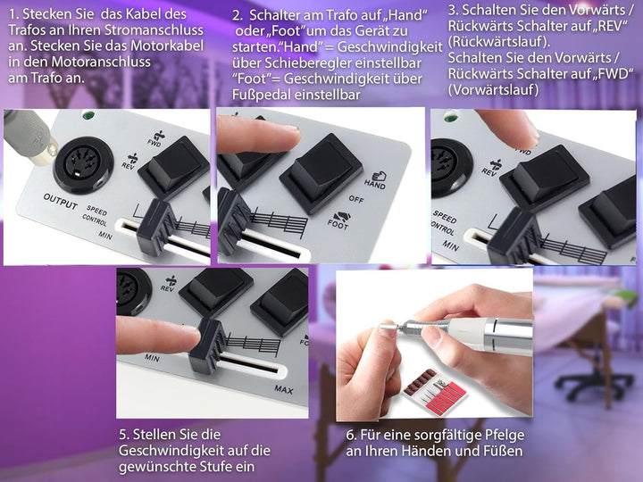 Profi Fusspflege Set mit Fusspflegegerät und Fräser Diamantschleifer mit extra starker Leistung und
