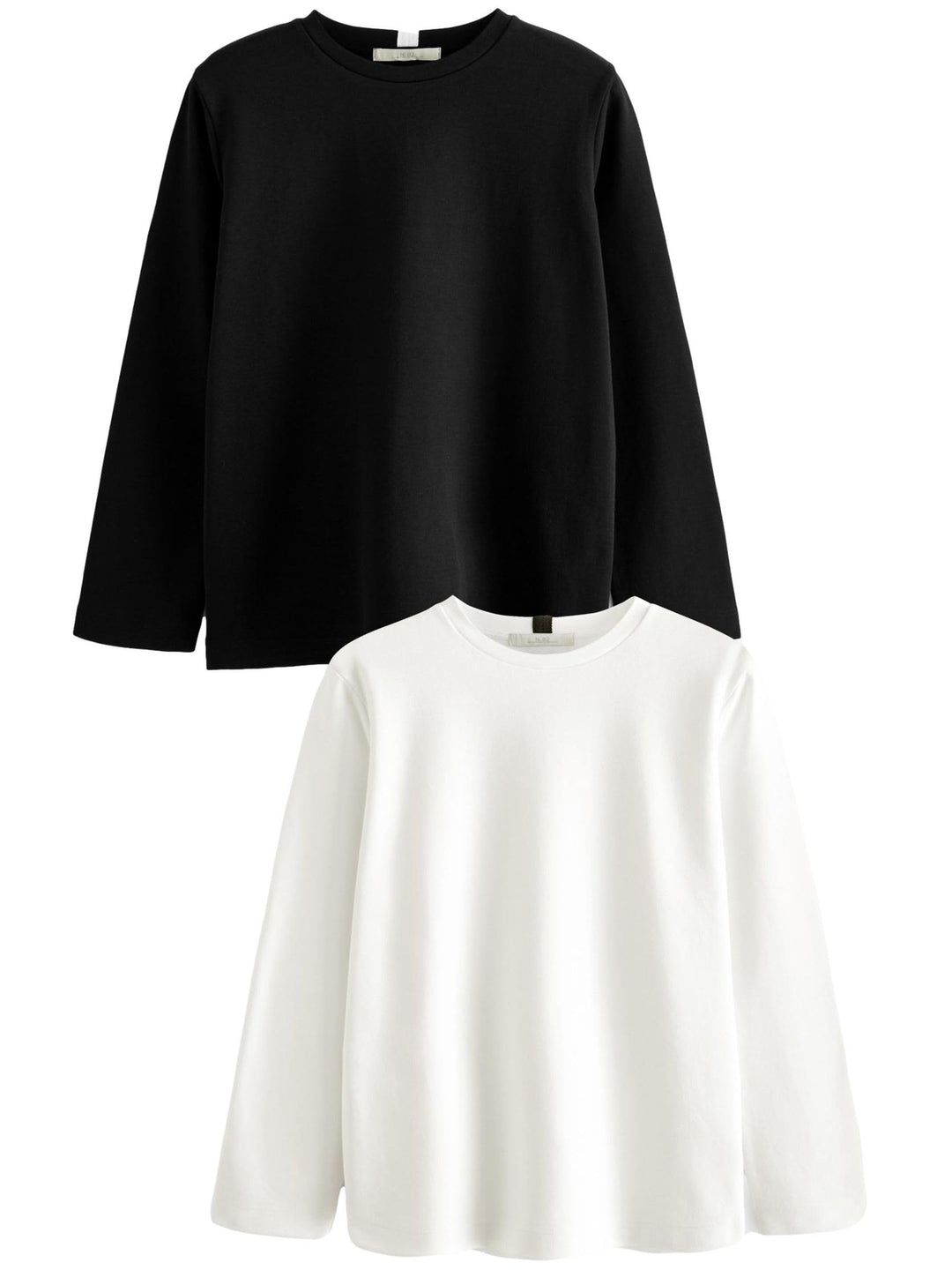 NEXT Damen Schweres Langarmshirt mit Rundhals, 2er-Pack 52 Black/White, 52 Black/White