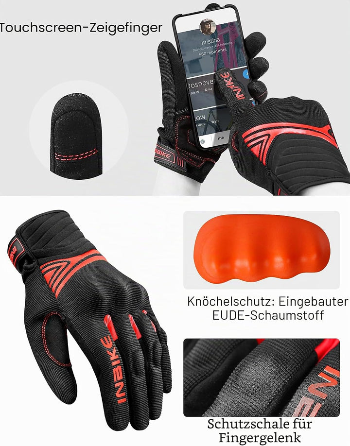 INBIKE Winter Motorradhandschuhe Wasserdicht Warm Winddicht mit Harter Schutz Motocross Motorrad Han