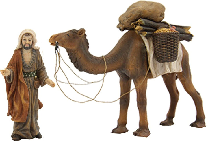 FADEDA 2X Kamel mit Treiber/Höhe:9 cm/handbemalt/detailgetreue Krippen Figuren - Weihnachten Tisch D