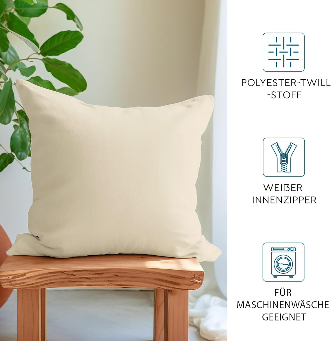 Encasa Homes Wurfkissenbezüge 40x40 cm - Blank Natürlich 10er-Packung mit unsichtbarem Reissverschlu