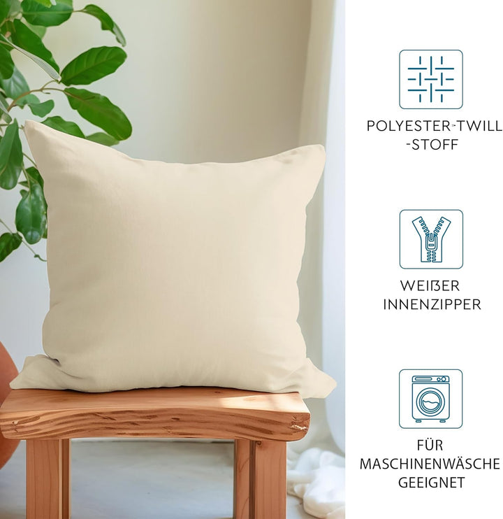 Encasa Homes Wurfkissenbezüge 40x40 cm - Blank Natürlich 10er-Packung mit unsichtbarem Reissverschlu