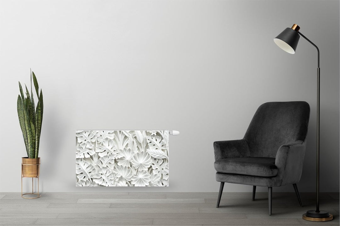 Magnetische Heizkörperverkleidung - 160x60 cm - Magnet Heizkörperabdeckung - Motiv Weisse Blumen - W