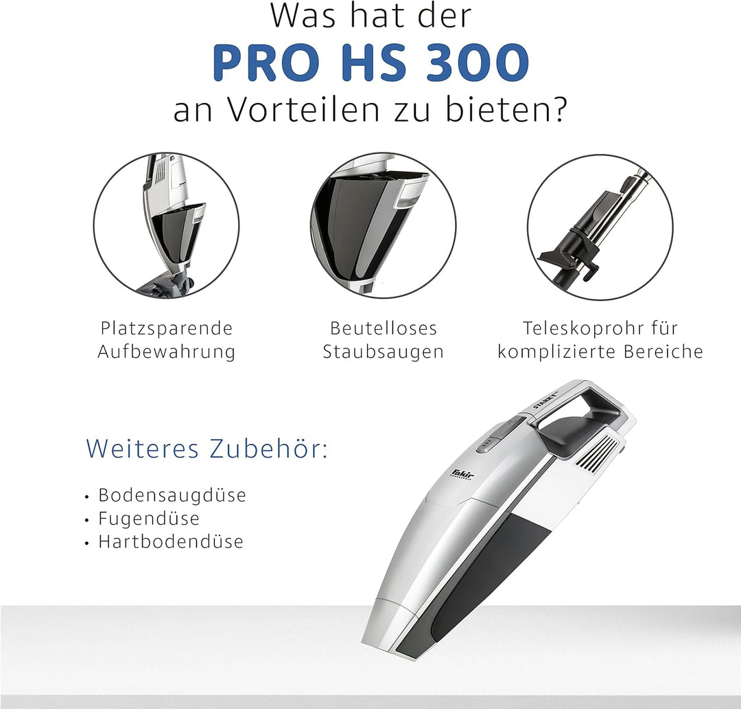 Fakir Starky Pro HS 300 Hand- und Stielstaubsauger 700 W, 2-in-1 beutelloser Staubsauger, 2 Leistung