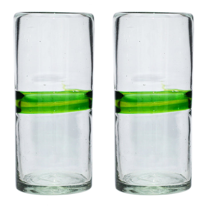 Tumia LAC Handgemachtes Hi-Ball Glas - recyceltes Glas - Gemischtes Grün - Set aus 2 Gläsern, 2