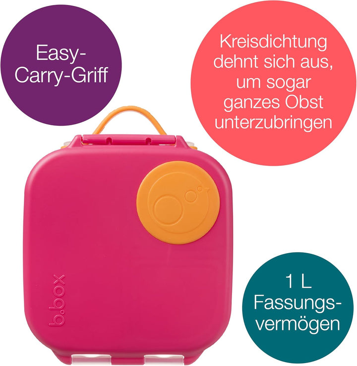 b.box Mini Brotdose für Kinder mit Fächern | Bento Box, 3 Fächer (2 Auslaufsicher) | Lunchbox für Ge