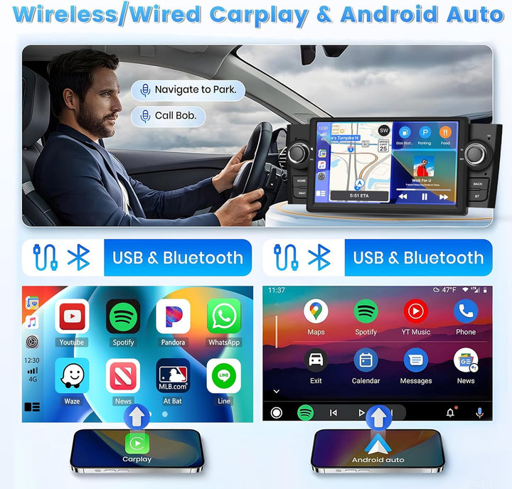 Hikity Wireless Carplay Autoradio mit Navi für FIAT Punto 2005-2009 Linea 2007-2011 Android13 7Zoll