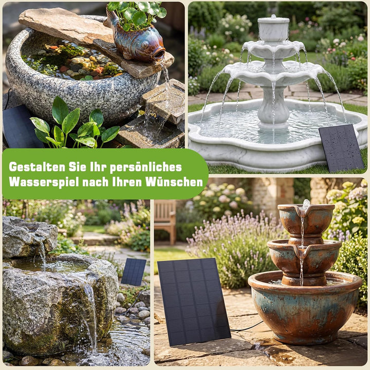 AISITIN Solarbrunnen für Draussen mit Verschiedene Sprüh Effekten und Kabel | 4W Solar Springbrunnen