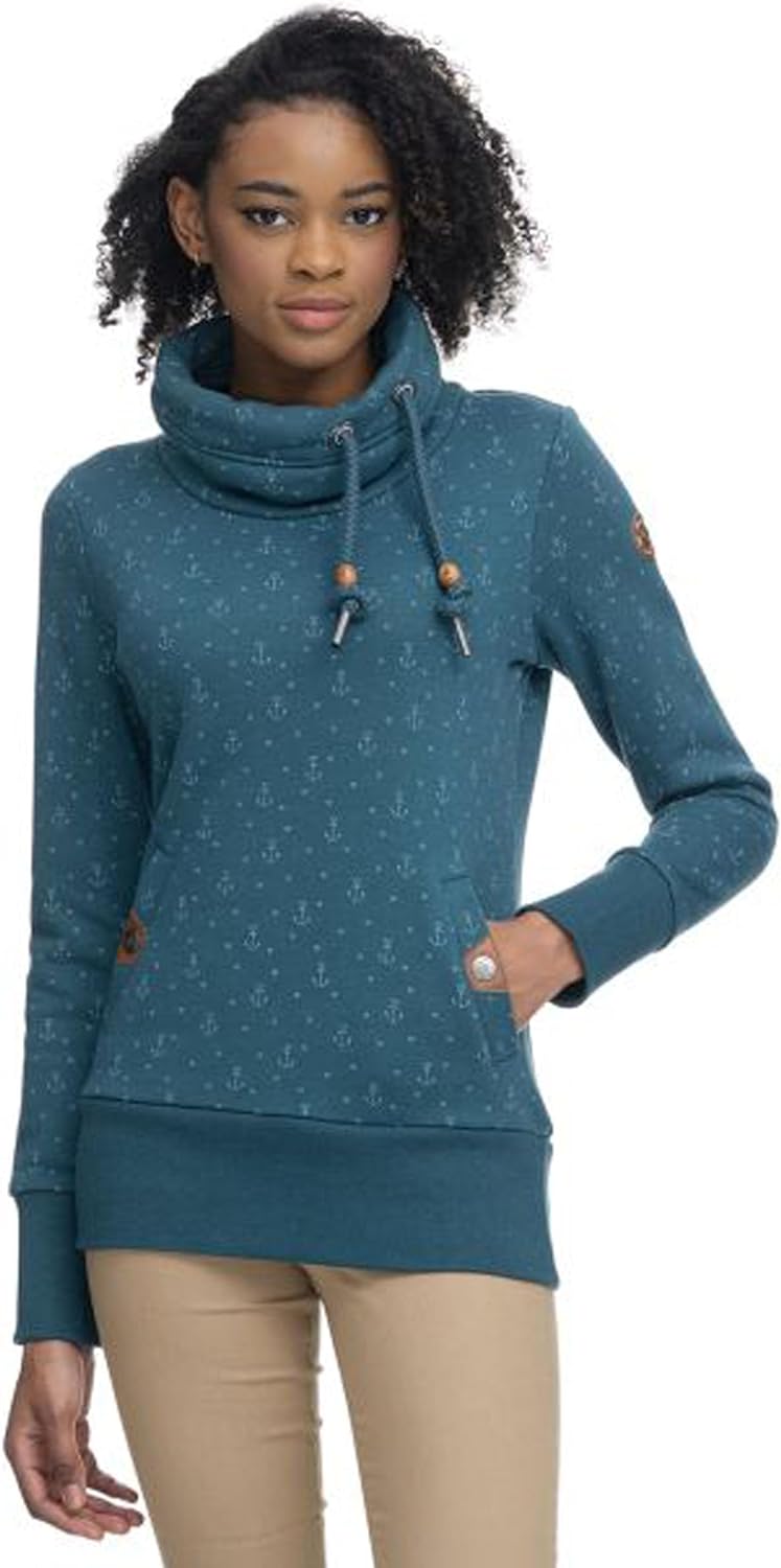 Ragwear Damen Sweatshirt RYLIE MARINA L Dunkelgrün/Offwhite, L Dunkelgrün/Offwhite