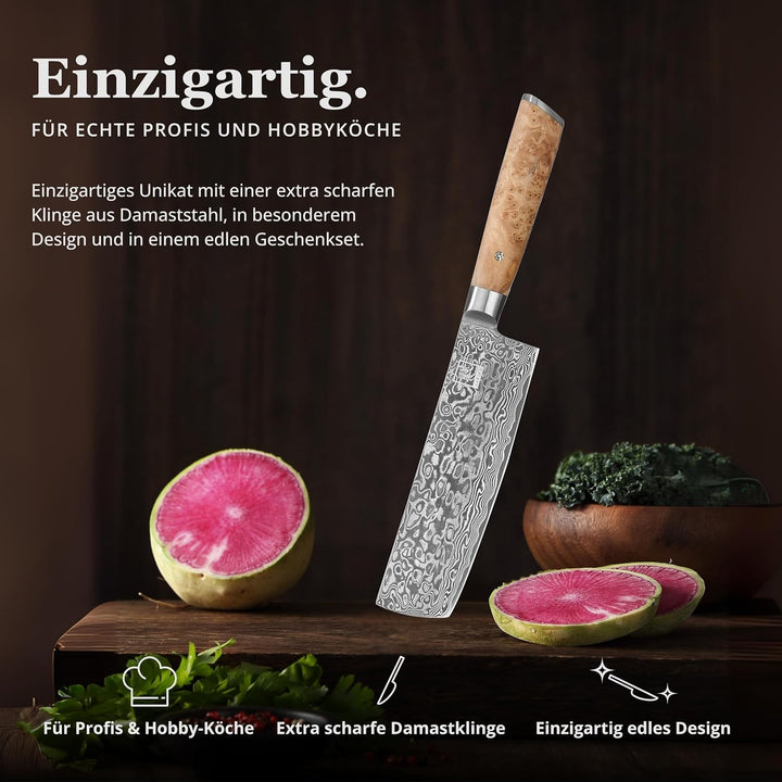 zayiko Kinone Premium Nakirimesser Classic mit 17,5 cm Klinge gefertigt aus 67 Lagen echtem Damastst
