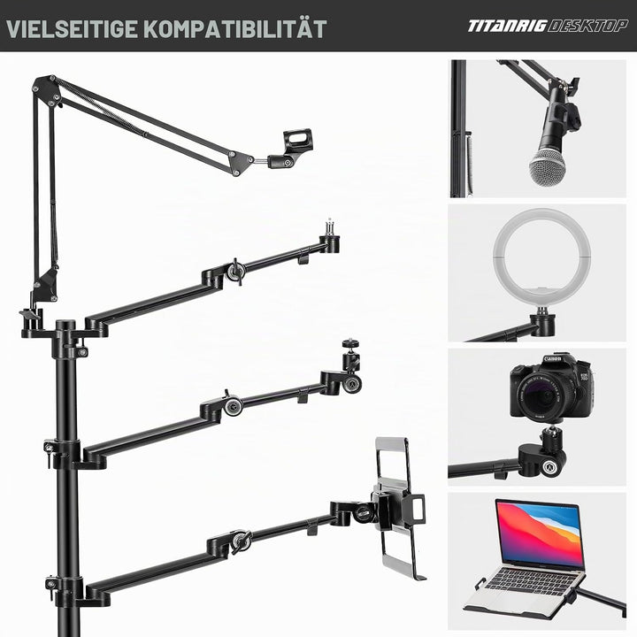 TARION Tischstativ Kamera Overhead Stativ: Kamera Tischhalterung Klemmstativ Flexibel Tisch Halterun