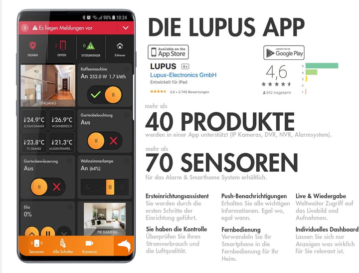 Lupus XT2 Plus SmartHome Funk Alarmanlage mit LTE, Tibber/NUKI/SONOS UVM., Einbruchmeldeanlage für I