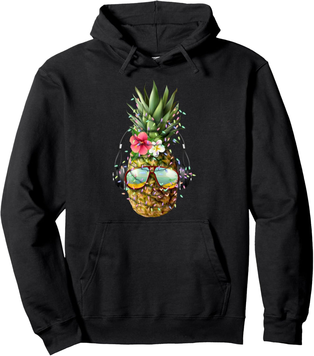 Pineapple Christmas Tree Lights Aloha Xmas Gifts Sunglasses Pullover Hoodie