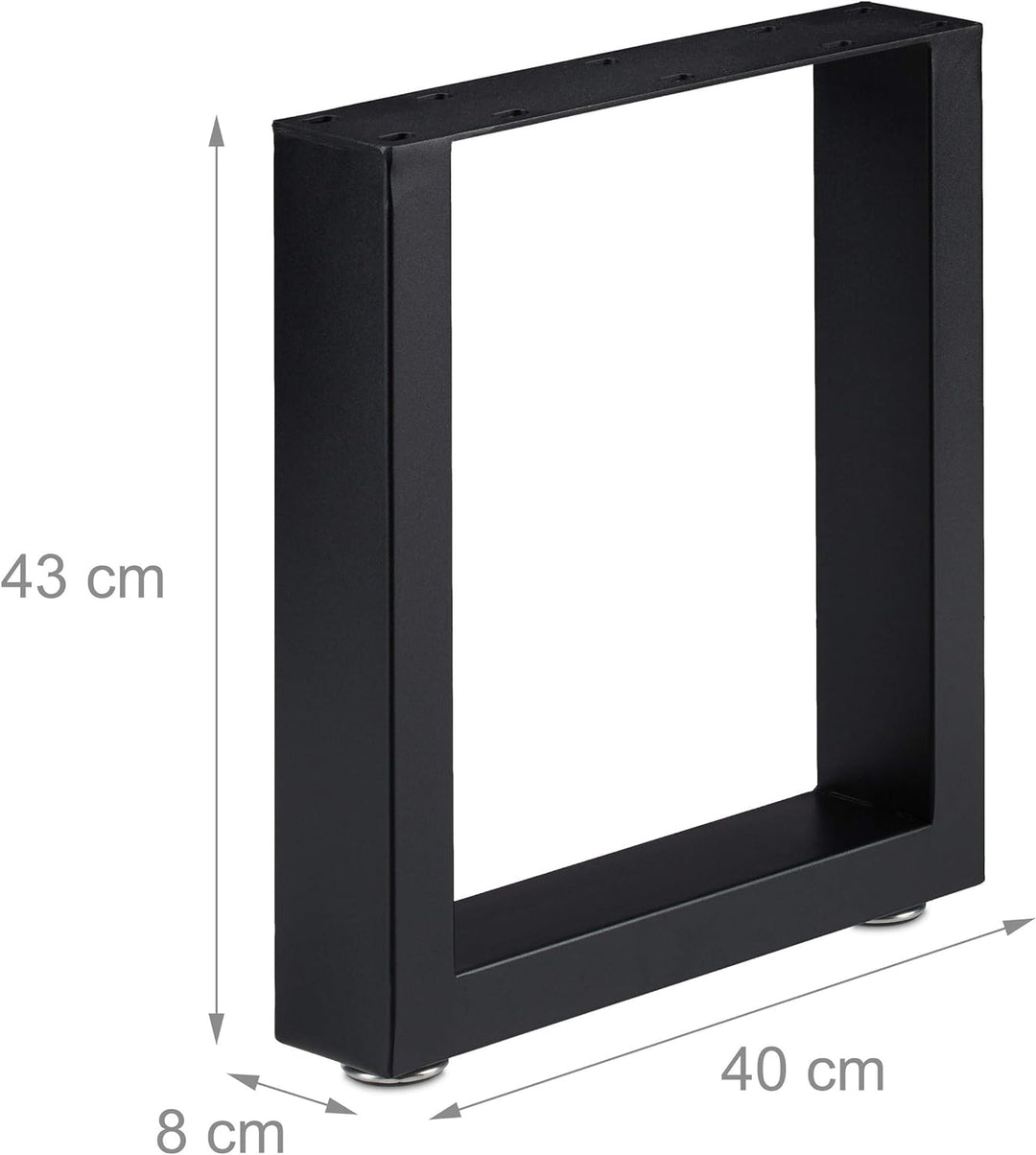 Relaxdays Tischkufen 2er Set, BxH: 40x43 cm, Metall Tischbeine Schreibtisch, Esstisch, Couchtisch, I
