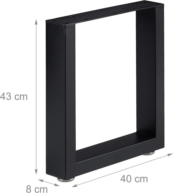 Relaxdays Tischkufen 2er Set, BxH: 40x43 cm, Metall Tischbeine Schreibtisch, Esstisch, Couchtisch, I