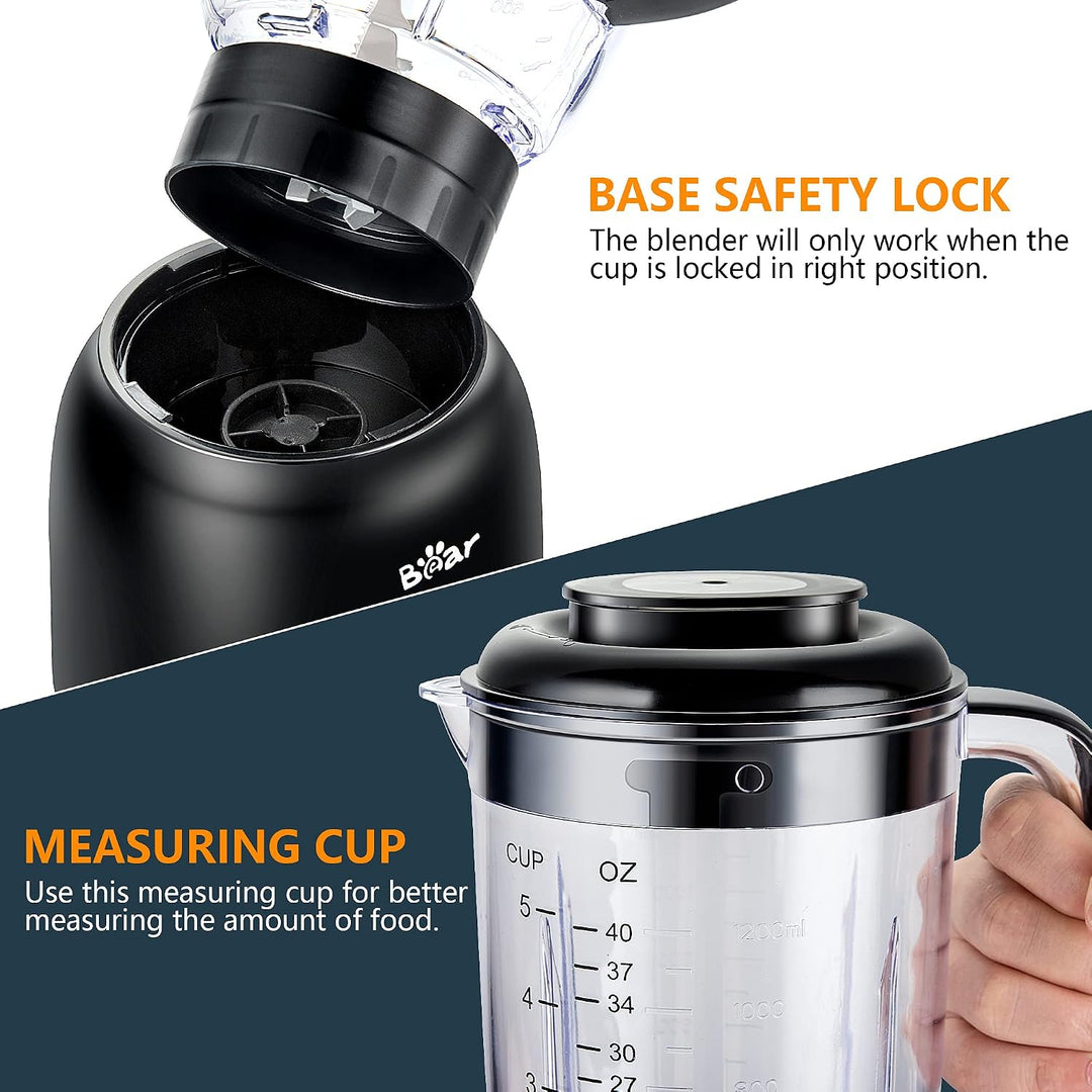 Bear Countertop Blender, 500W Professioneller Smoothie Mixer mit 1200ml Becher für Shakes und Smooth