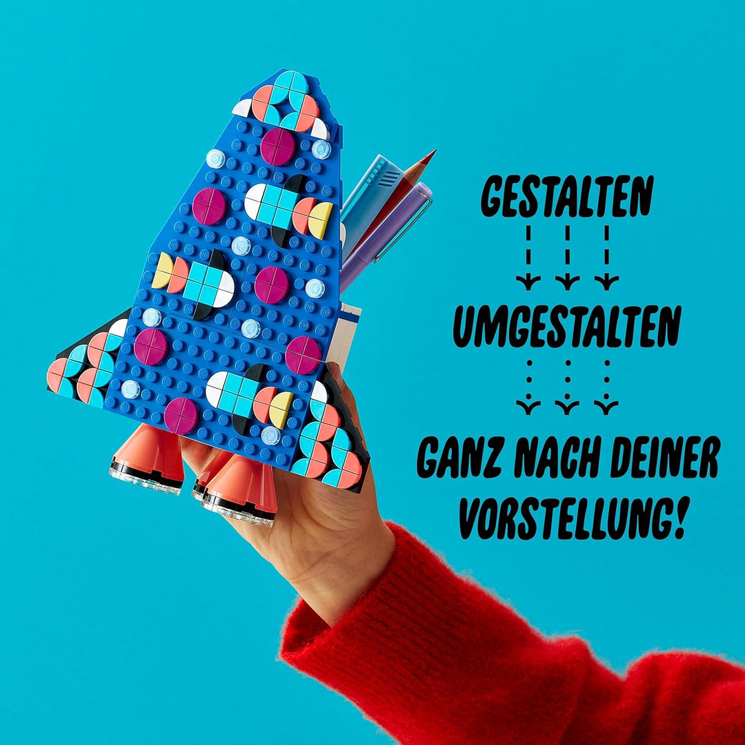 LEGO 41936 DOTS Raketen Stiftehalter Bastelset für Kinder, Kinderzimmer-Deko, Spielzeug Kreativset f