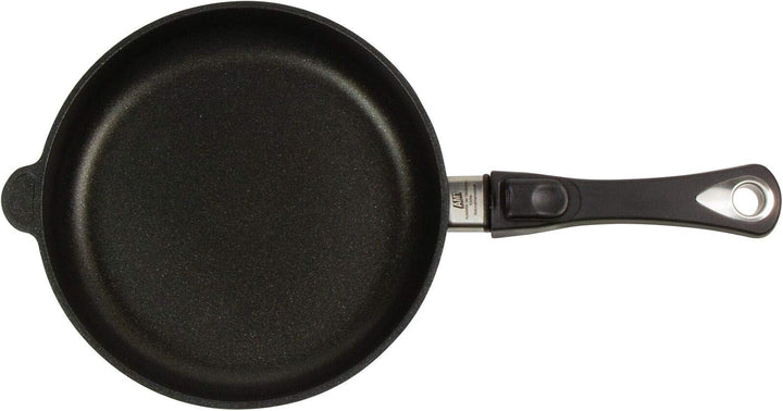 AMT Gastroguss Bratpfanne 24 cm Ø, 5 cm hoch, abnehmbarer Stiel, nicht induktionsgeeignet, Lotan® An