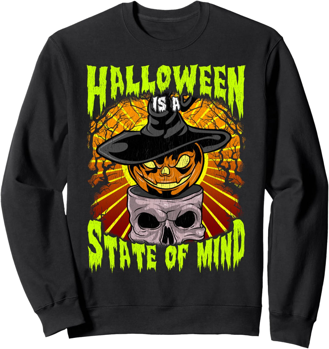 Halloween Geisteszustand Hexe Kürbisschädel Sweatshirt