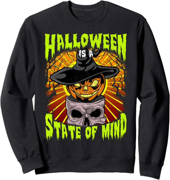 Halloween Geisteszustand Hexe Kürbisschädel Sweatshirt