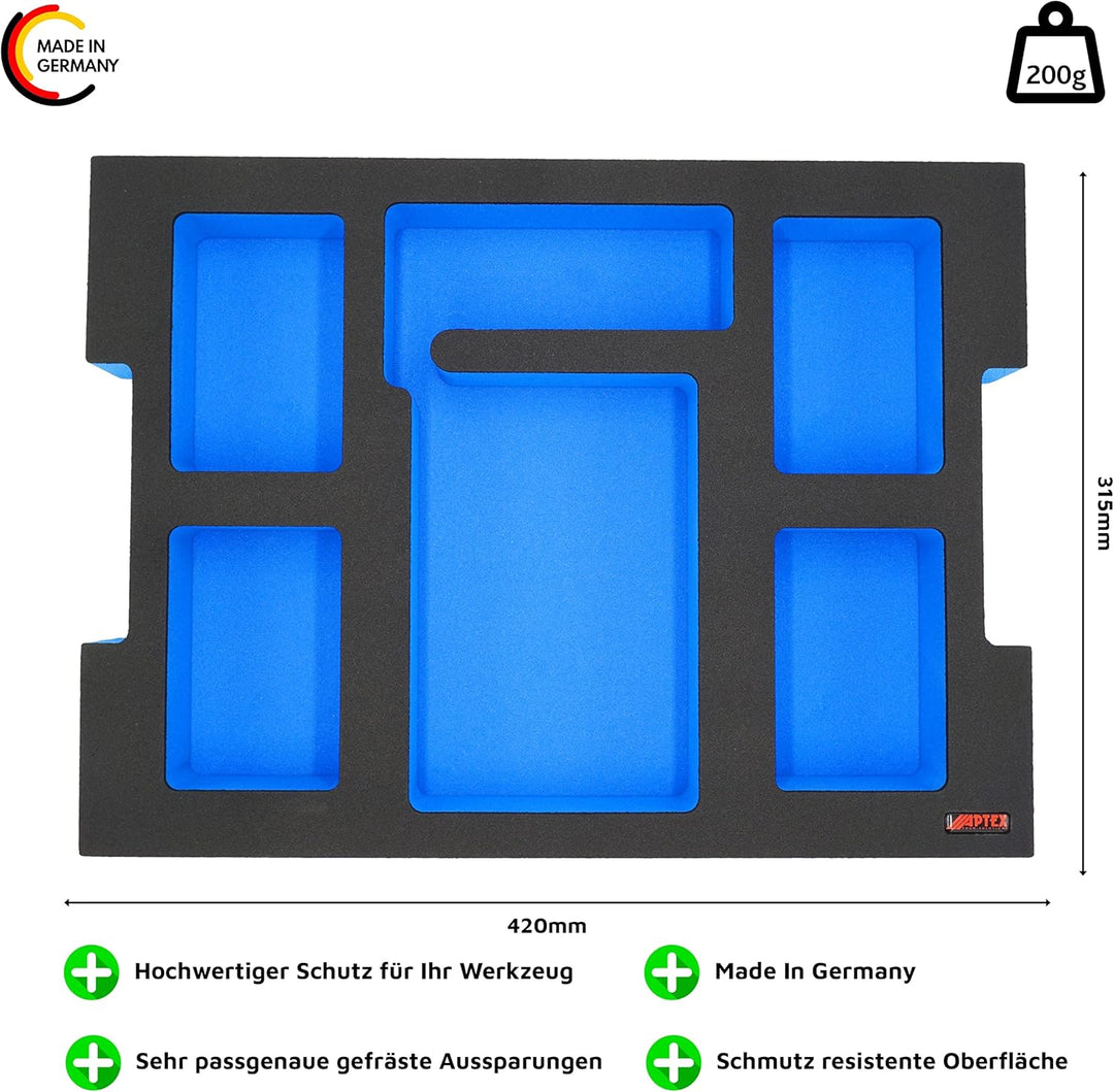 APTEX Schaumeinlage passend für Bosch Ladegerät GAL 18V-160C + 4x Akkus 18V ProCore 4.0Ah für Bosch