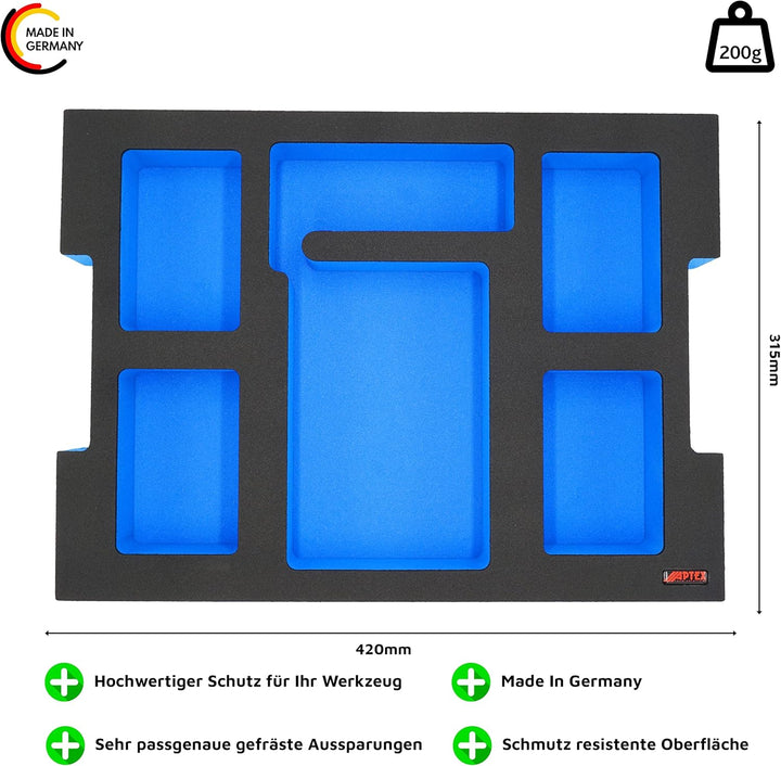 APTEX Schaumeinlage passend für Bosch Ladegerät GAL 18V-160C + 4x Akkus 18V ProCore 4.0Ah für Bosch