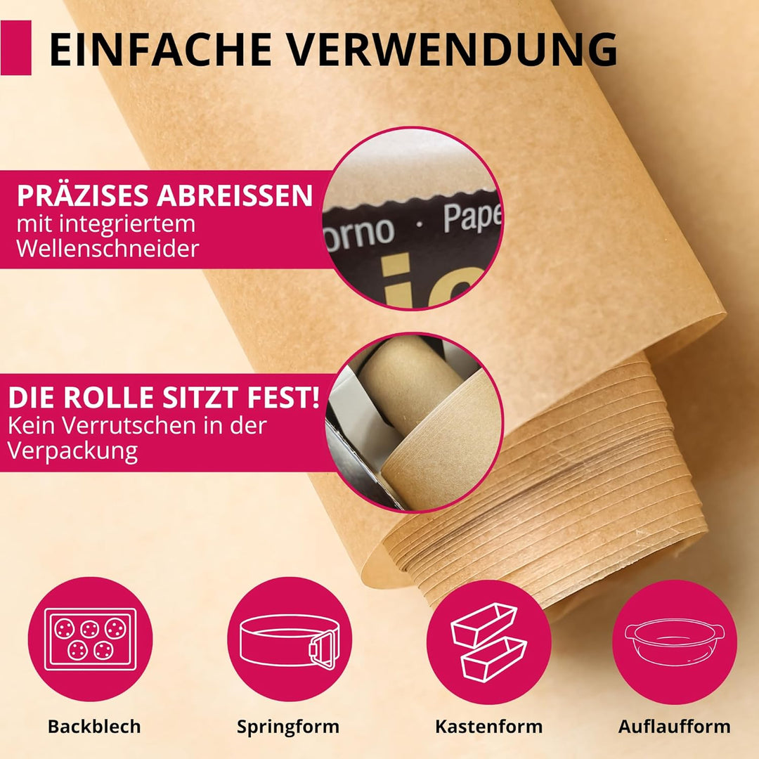 Suleno 3 x Backpapier Rolle, 38 cm x 100 m, Antihaftbeschichtet, Hitzebeständig bis 220 °C, Beidseit