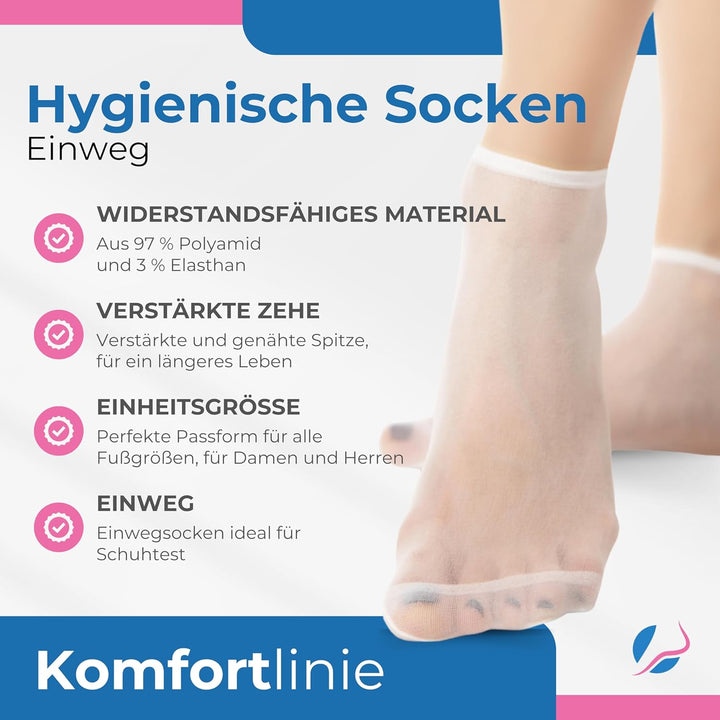 Pedsox Hygienische Einweg-Socken Multipack Sparpack - 3 Packungen à 100 Stück, Weiss, Einheitsgrösse