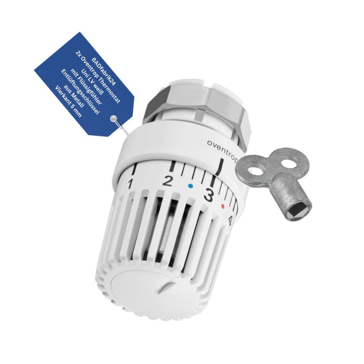 Thermostat Uni LV weiss – Flüssigfühler + Entlüftungsschlüssel 5 mm Vierkant, 2er Set – präzise Heiz
