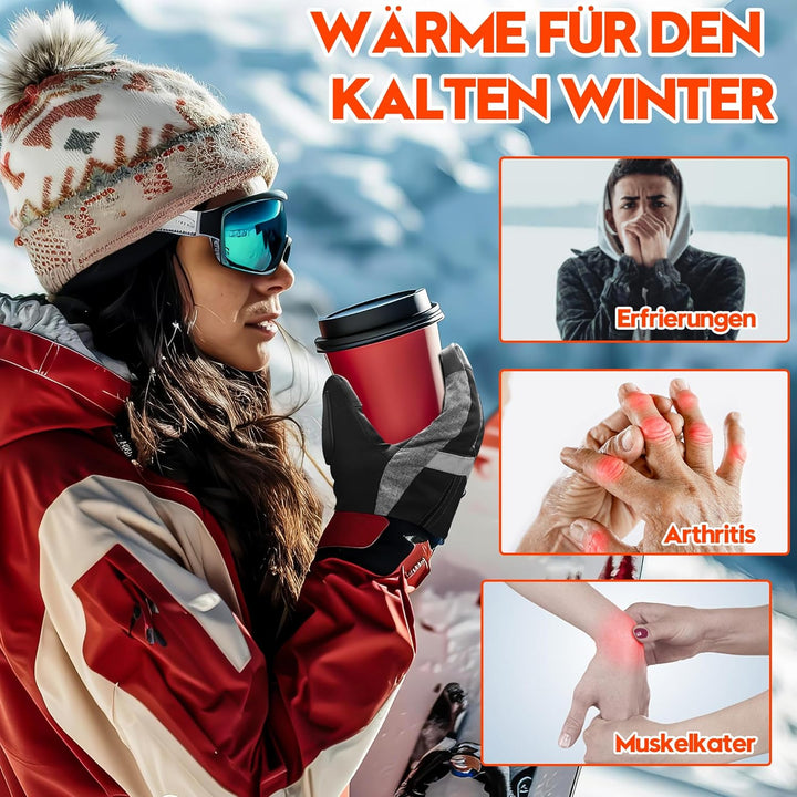 SVPRO Beheizte Handschuhe, 5V 6000mAh Wiederaufladbare Beheizte Skihandschuhe für Herren & Damen, Wa