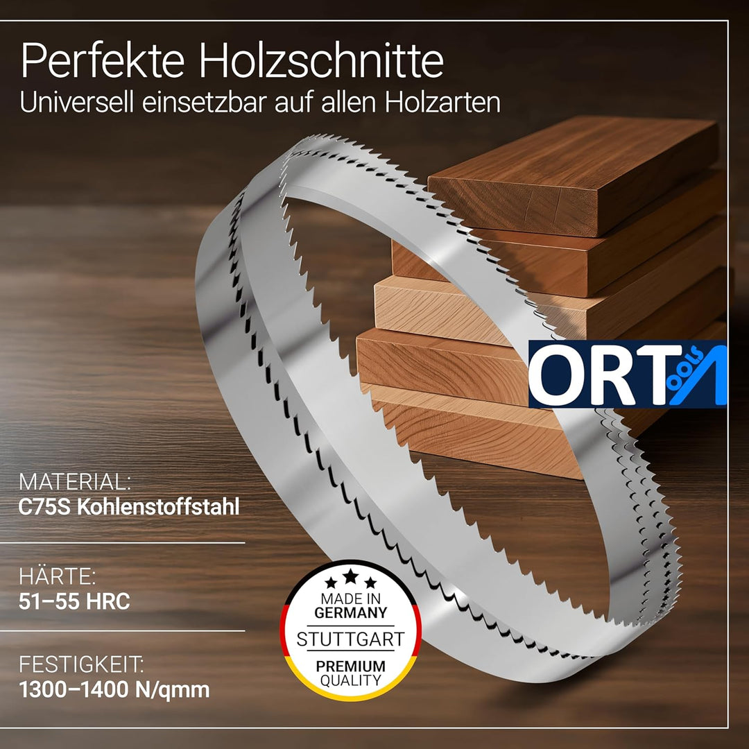ORTA Uddeholm Gehärtet Bandsägeblatt | kompatibel mit gängigen Bandsägen, Weichholz, Hartholz, Kurve