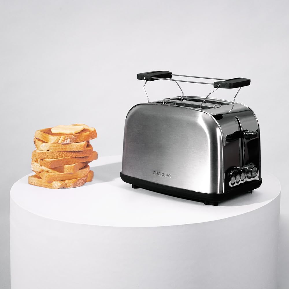 Cecotec Vertikaler Toaster Toastin' time 850 Inox, 850W, Doppelter langer Schlitz und breiter Schlit