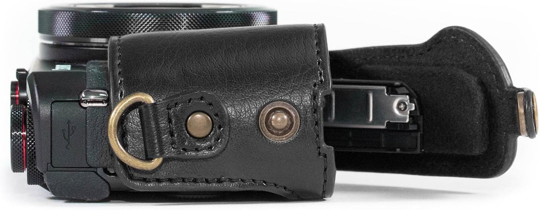 MegaGear Leder Kameratasche für Canon PowerShot G7X Kamera (Schwarz), Schwarz