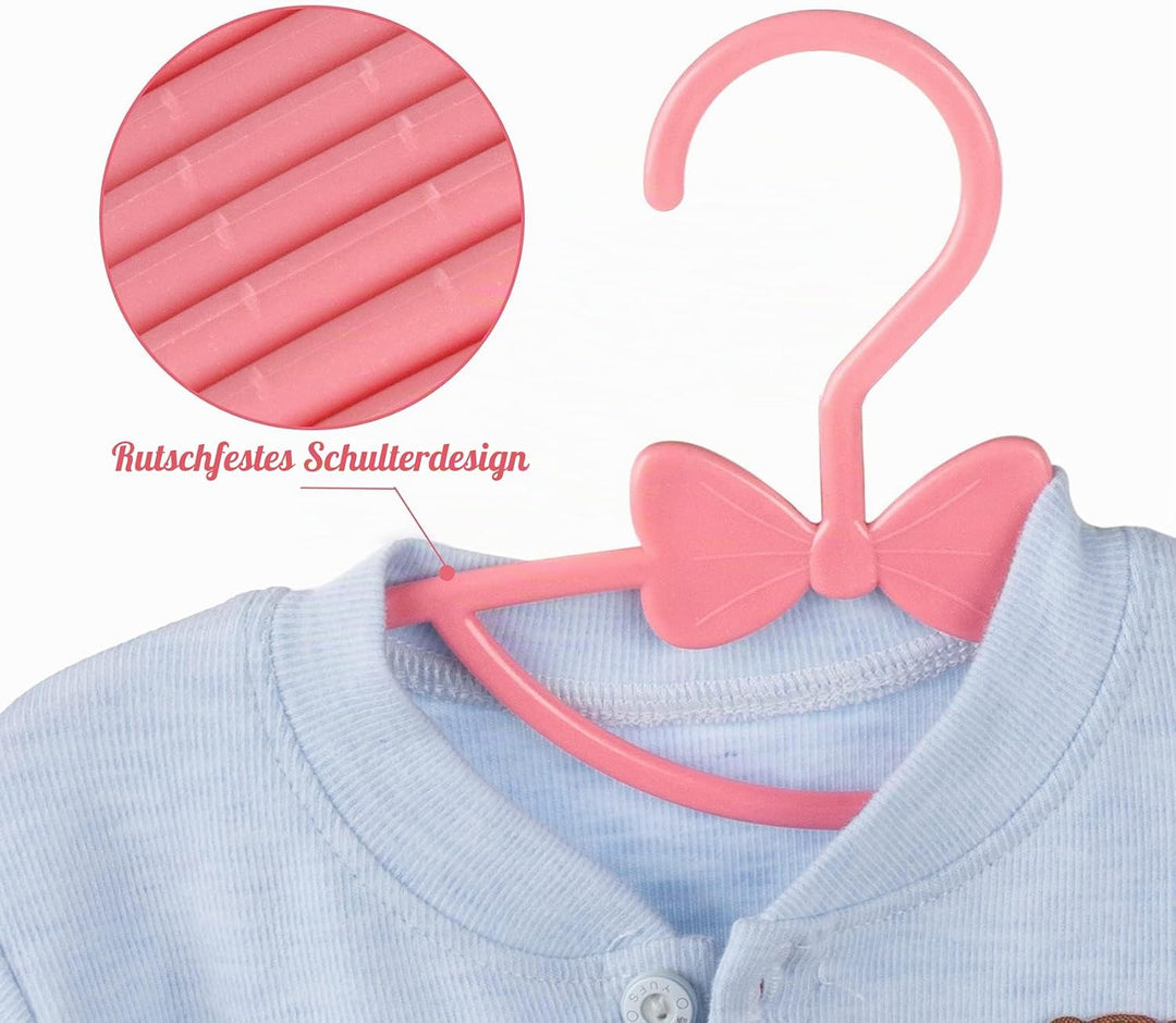 Baby Kleiderbügel Rosa, 40 Stück Babykleiderbügel Set mit Süssen Bögen, rutschfest Kinderkleiderbüge