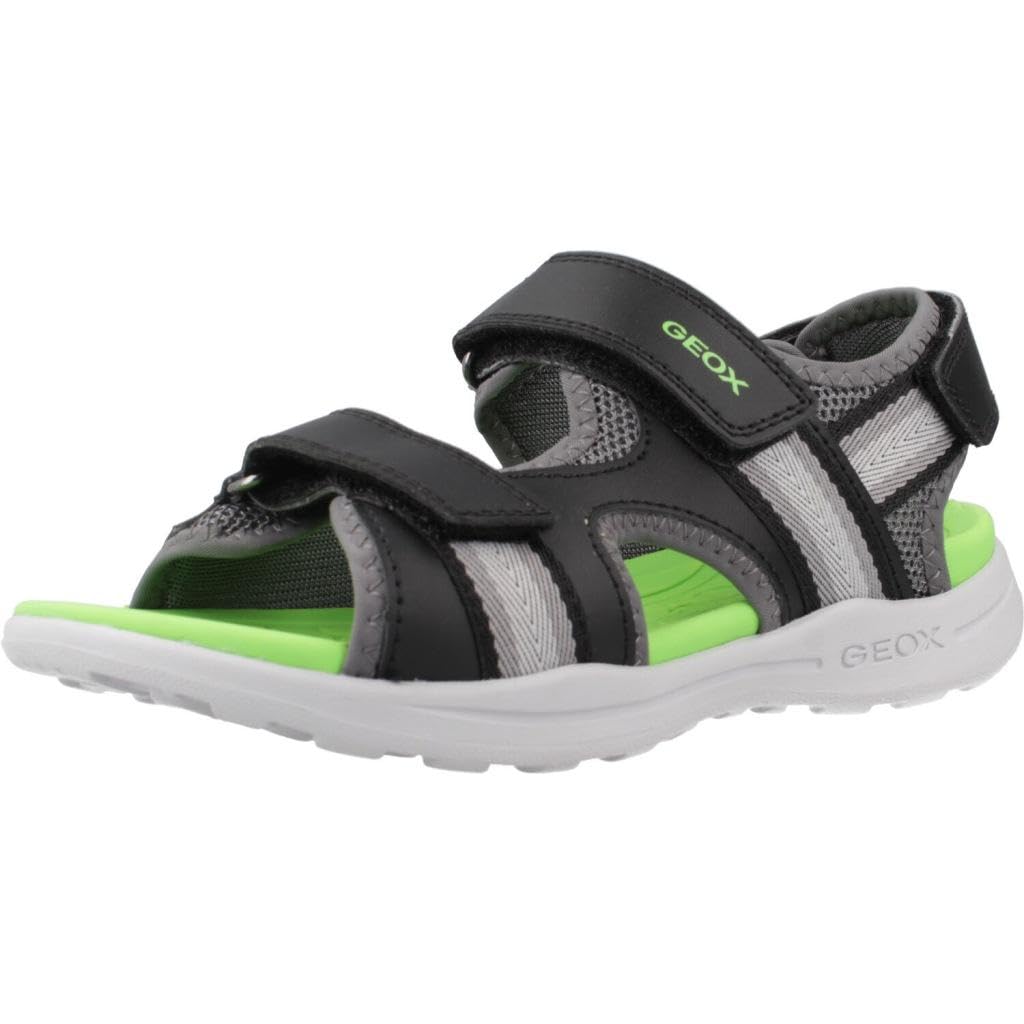 Geox Jungen J Vaniett Boy B Sandalen, Black Green