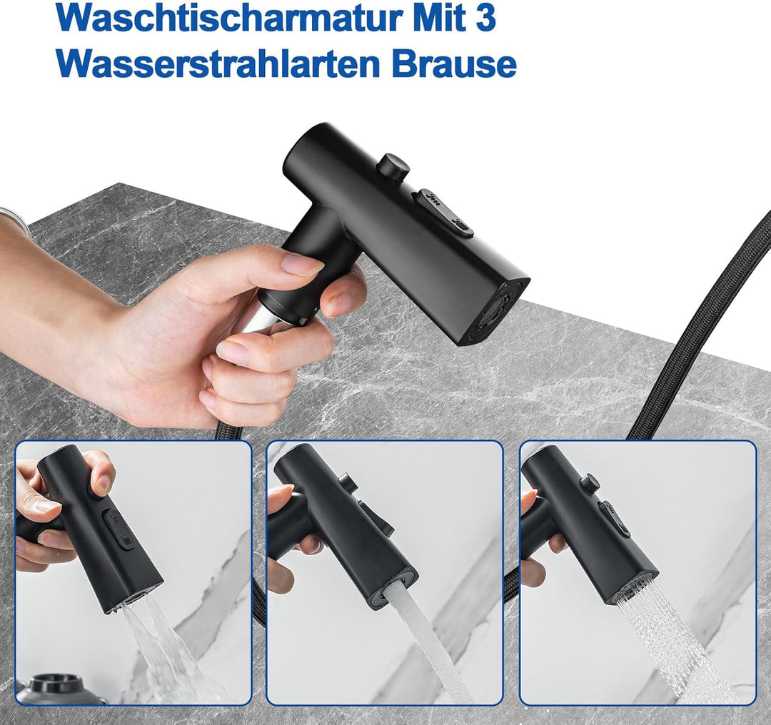 Wasserhahn Küche Mit Brause Ausziehbar,Küchenarmatur 360°Schwenkbar Spültischarmatur,Einhebel Armatu