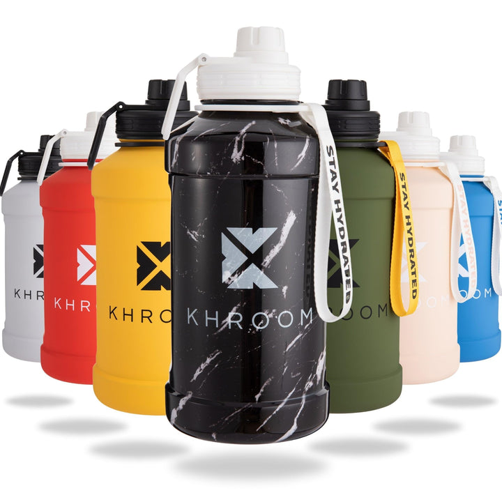 Khroom Edelstahl Trinkflasche 1,3L & 2,2L – Kohlensäure geeignet, auslaufsicher, spülmaschinenfest,